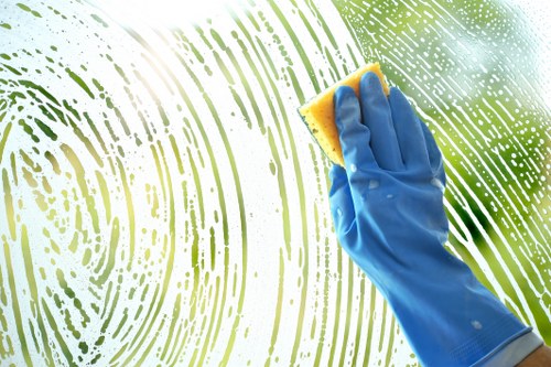Cleaner in Westkensington using safety equipment during a professional cleaning visit