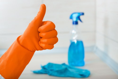 Cleaning team discussing a complaint resolution plan