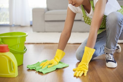 Cleaner in Westkensington vacuuming a modern flat interior